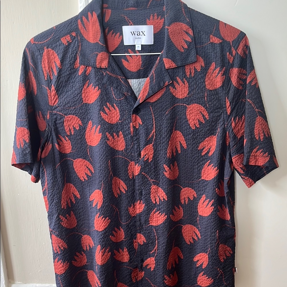 Wax London camp collar short sleeve shirt